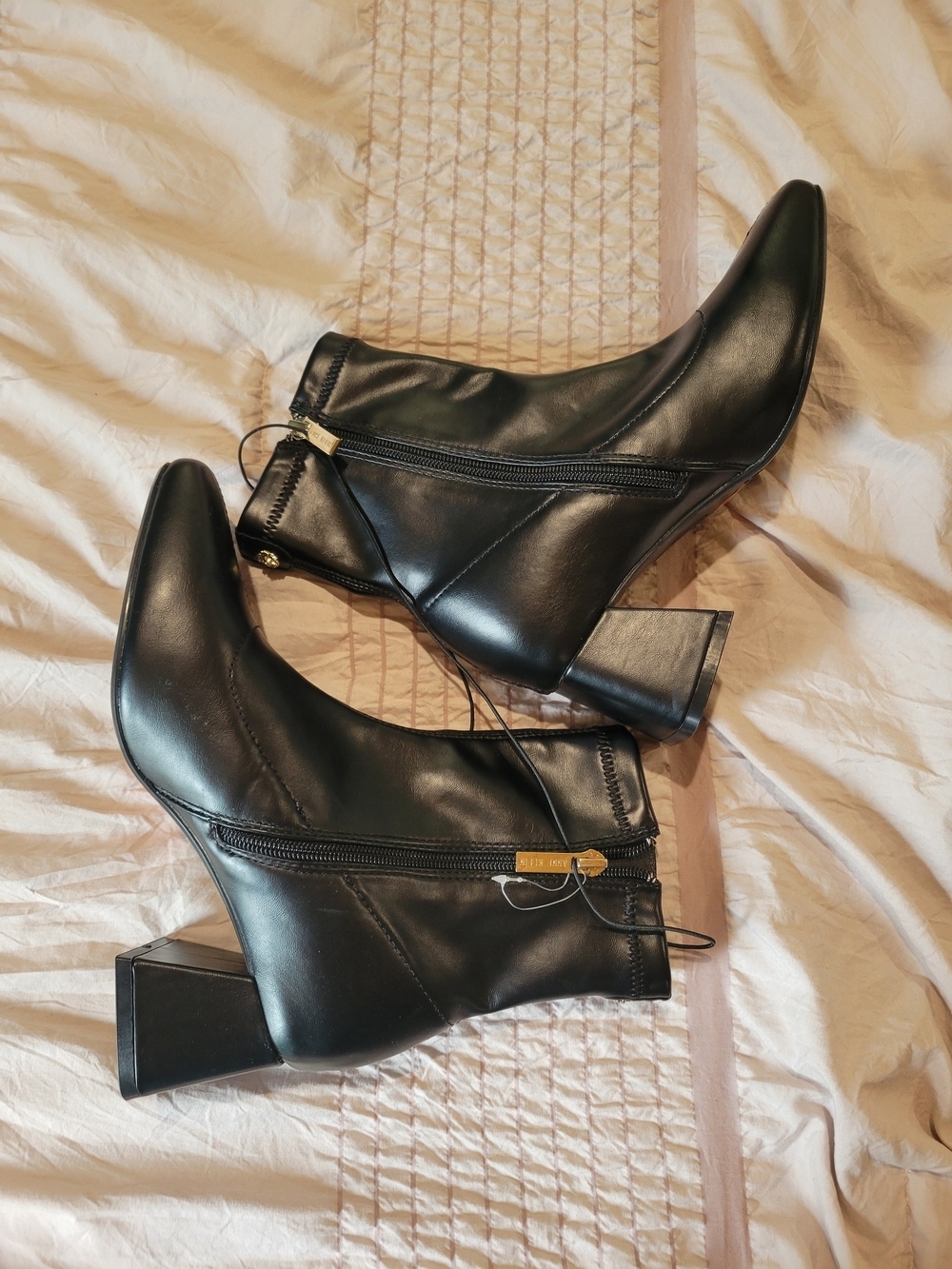Anne Klein Black Ankle Boots - Sleek Zip Booties - Picture 4 of 11